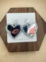 Wholesale Jewelry Fashion Astronaut Color Block Heart Shape Arylic No Inlaid Earrings sku image 10