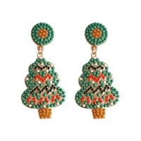 Wholesale Jewelry Vintage Style Exaggerated Christmas Tree Alloy Plastic Metal Artificial Gemstones Gold Plated Plating Inlay Drop Earrings sku image 3