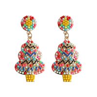 Wholesale Jewelry Vintage Style Exaggerated Christmas Tree Alloy Plastic Metal Artificial Gemstones Gold Plated Plating Inlay Drop Earrings sku image 1
