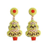 Wholesale Jewelry Vintage Style Exaggerated Christmas Tree Alloy Plastic Metal Artificial Gemstones Gold Plated Plating Inlay Drop Earrings sku image 4