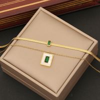Stainless Steel 18K Gold Plated Simple Style Commute Plating Inlay Rectangle Zircon Bracelets Earrings Necklace main image 5