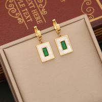 Stainless Steel 18K Gold Plated Simple Style Commute Plating Inlay Rectangle Zircon Bracelets Earrings Necklace sku image 1
