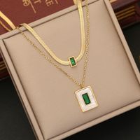 Stainless Steel 18K Gold Plated Simple Style Commute Plating Inlay Rectangle Zircon Bracelets Earrings Necklace sku image 2