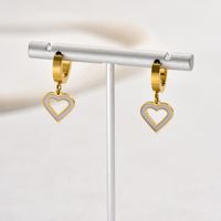 1 Pair Casual Basic Sweet Heart Shape Enamel Plating Hollow Out 201 Stainless Steel 18K Gold Plated Drop Earrings main image 1