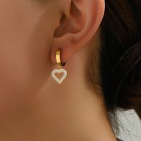 1 Pair Casual Basic Sweet Heart Shape Enamel Plating Hollow Out 201 Stainless Steel 18K Gold Plated Drop Earrings main image 5