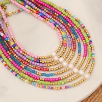Stainless Steel Artificial Pearl Seed Bead 18K Gold Plated Casual Bohemian Beaded Handmade Multicolor Necklace main image 2