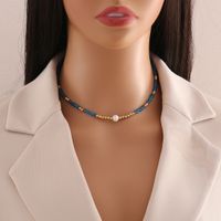 Stainless Steel Artificial Pearl Seed Bead 18K Gold Plated Casual Bohemian Beaded Handmade Multicolor Necklace sku image 2
