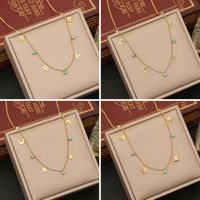 Wholesale Retro Commute Tree Butterfly 304 Stainless Steel Copper Plating Inlay 18K Gold Plated Turquoise Necklace main image 1
