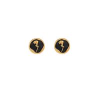 1 Pair IG Style Luxurious Artistic Rose Enamel Plating Stainless Steel 18K Gold Plated Ear Studs main image 2