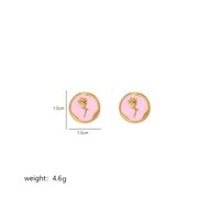 1 Pair IG Style Luxurious Artistic Rose Enamel Plating Stainless Steel 18K Gold Plated Ear Studs sku image 1