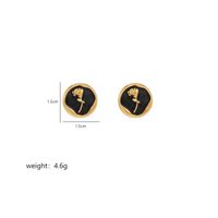 1 Pair IG Style Luxurious Artistic Rose Enamel Plating Stainless Steel 18K Gold Plated Ear Studs sku image 2