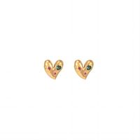 1 Pair Luxurious Heart Shape Plating Inlay Stainless Steel Zircon 18K Gold Plated Ear Studs main image 3