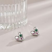 1 Pair Luxurious Heart Shape Plating Inlay Stainless Steel Zircon 18K Gold Plated Ear Studs main image 4