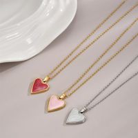 Stainless Steel 18K Gold Plated Luxurious Enamel Plating Heart Shape Pendant Necklace main image 6