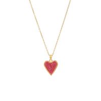 Stainless Steel 18K Gold Plated Luxurious Enamel Plating Heart Shape Pendant Necklace main image 3