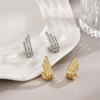 1 Pair Simple Style Lines Plating Stainless Steel 18K Gold Plated Ear Studs main image 1