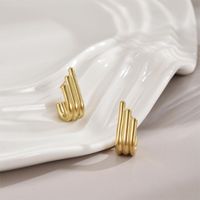 1 Pair Simple Style Lines Plating Stainless Steel 18K Gold Plated Ear Studs main image 5