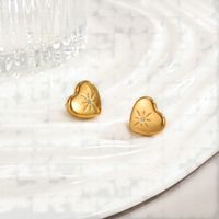 1 Pair Cute Heart Shape Enamel Plating Inlay Stainless Steel Zircon 18K Gold Plated Ear Studs main image 6