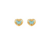 1 Pair Cute Heart Shape Enamel Plating Inlay Stainless Steel Zircon 18K Gold Plated Ear Studs main image 3