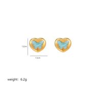 1 Pair Cute Heart Shape Enamel Plating Inlay Stainless Steel Zircon 18K Gold Plated Ear Studs sku image 2