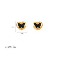 1 Pair Cute Heart Shape Enamel Plating Inlay Stainless Steel Zircon 18K Gold Plated Ear Studs sku image 3