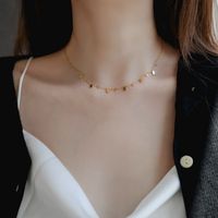 Chocker Texture Cold Style Niche Necklace Small Round Slice Necklace Clavicle Chain Titanium Steel Girl Versatile Style Ornament sku image 1