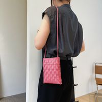 Unisex Pu Leather Solid Color Elegant Vintage Style Weave Square Magnetic Buckle Shoulder Bag main image 4