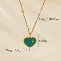 Retro Heart Shape 304 Stainless Steel Natural Stone 14K Gold Plated Shell Pendant Necklace Necklace In Bulk sku image 2