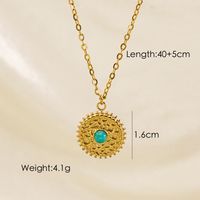 Retro Heart Shape 304 Stainless Steel Natural Stone 14K Gold Plated Shell Pendant Necklace Necklace In Bulk sku image 4