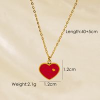 304 Stainless Steel 14K Gold Plated Retro Plating Inlay Oval Heart Shape Natural Stone Shell Pendant Necklace sku image 1