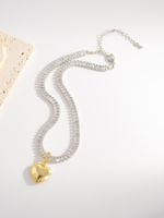 Shiny Heart Shape Rectangle Copper 18k Gold Plated Zircon Pendant Necklace In Bulk main image 4