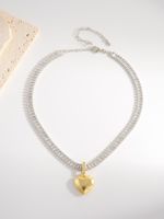 Shiny Heart Shape Rectangle Copper 18k Gold Plated Zircon Pendant Necklace In Bulk sku image 1