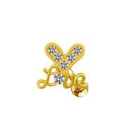 1 Piece Casual Elegant Tropical Heart Shape Bow Knot Rhinestone Plating Inlay Stainless Steel Rhinestones Zircon Gold Plated Cartilage Earrings main image 4