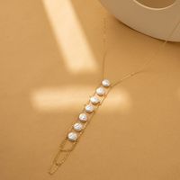 Wholesale Jewelry Vintage Style Sweet Solid Color Imitation Pearl Iron Artificial Pearls Plating Inlay Pendant Necklace main image 3