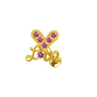 1 Piece Casual Elegant Tropical Heart Shape Bow Knot Rhinestone Plating Inlay Stainless Steel Rhinestones Zircon Gold Plated Cartilage Earrings sku image 8