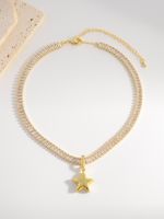 Elegant Shiny Pentagram Copper Plating Inlay Zircon 18k Gold Plated Pendant Necklace main image 2