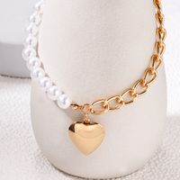 Ig Style Casual Heart Shape Imitation Pearl Alloy Beaded Women's Pendant Necklace main image 5