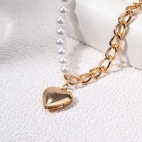 Ig Style Casual Heart Shape Imitation Pearl Alloy Beaded Women's Pendant Necklace main image 2