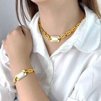 304 Stainless Steel 18K Gold Plated Streetwear Plating Inlay Solid Color Natural Stone Bracelets Necklace main image 6