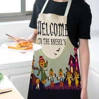 Halloween Apron Cotton Linen Castle Pumpkin Creative Apron Graphic Customization Kitchen Household Oil-proof Anti-fouling Apron main image 4