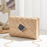 Women's Small Pu Leather Solid Color Elegant Square Magnetic Buckle Crossbody Bag Camera Bag Chain Bag main image 5