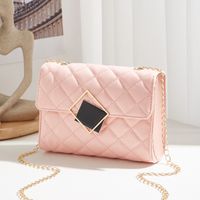 Women's Small Pu Leather Solid Color Elegant Square Magnetic Buckle Crossbody Bag Camera Bag Chain Bag sku image 3