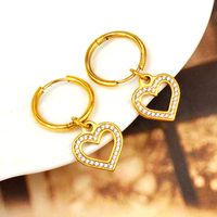 304 Stainless Steel 18K Gold Plated Sweet Streetwear Plating Inlay Heart Shape Rhinestones Earrings Necklace main image 4