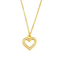 304 Stainless Steel 18K Gold Plated Sweet Streetwear Plating Inlay Heart Shape Rhinestones Earrings Necklace sku image 1
