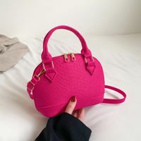 Women's Small All Seasons Felt Cloth Solid Color Streetwear Shell Zipper Shoulder Bag Handbag Dome Bag sku image 4