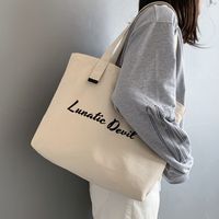 Women's Basic Letter Canvas Shopping Bags main image 3