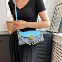 Women's Small All Seasons Pu Leather Color Block Streetwear Square Magnetic Buckle Shoulder Bag main image 5