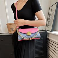 Women's Small All Seasons Pu Leather Color Block Streetwear Square Magnetic Buckle Shoulder Bag main image 2