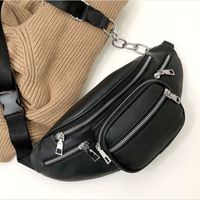 Unisex Basic Classic Style Solid Color Pu Leather Waist Bags sku image 1