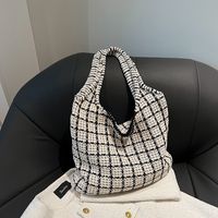 Women's Large Autumn&winter Knit Plaid Streetwear Square Open Shoulder Bag Handbag main image 1